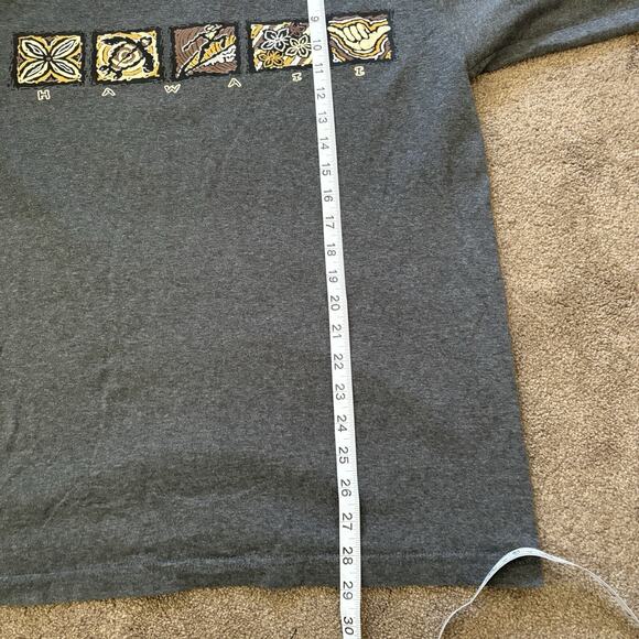 VTG Maui Hawaii Long Sleeve Shirt Hang Loose Surf Gray USA - Size Large - Picture 7 of 8